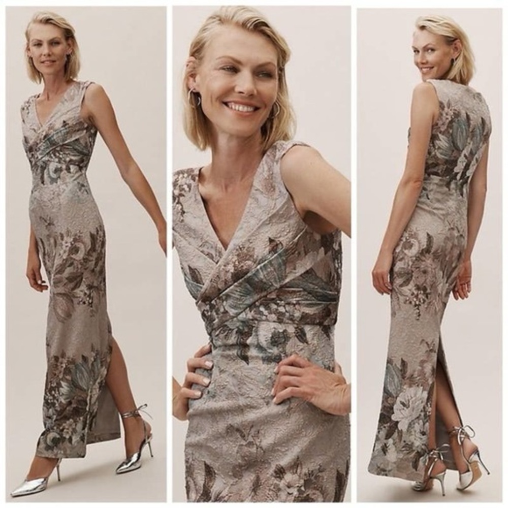 BHLDN Adrianna Papell Floral Brocade Lilliana Dress Gown Maxi Mother Of Bride